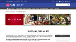 Registrar - Unofficial Transcripts - SMU