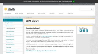 Keeping in touch - SOAS University of London