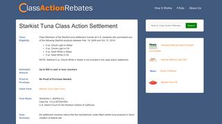 Starkist Tuna Class Action Settlement | Class Action Rebates