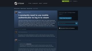 I constantly need to use mobile authenticator to log in to steam ...
