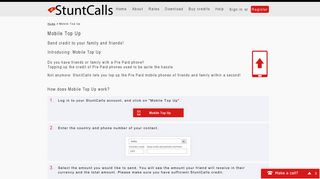 Top up Pre Paid mobile phones abroad with StuntCalls.