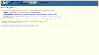 SurgeMail Welcome Page