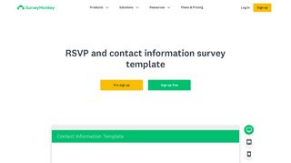 RSVP and Contact Information Survey Template | SurveyMonkey