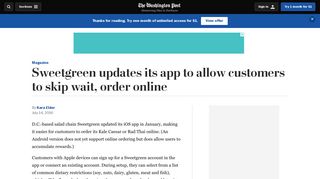 Sweetgreen updates its app to allow customers to skip wait, order ...