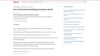 How to do internet banking in Syndicate Bank? - Quora