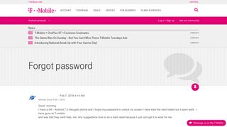 Forgot password | T-Mobile Support