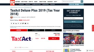 TaxAct Deluxe Plus 2019 (Tax Year 2018) Review & Rating | PCMag ...