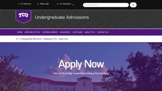 Apply Now - Undergraduate Admissions - TCU Admissions - Texas ...