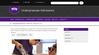 Welcome to TCU - Undergraduate Admissions