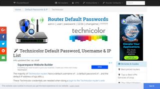 technicolor router ip