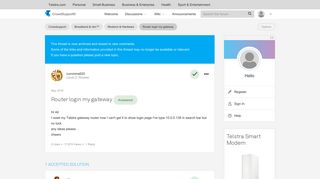 Solved: Router login my gateway - Telstra Crowdsupport - 573617