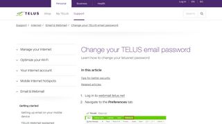 Change your TELUS email password | Support | TELUS.com