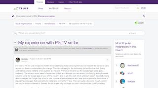 My experience with Pik TV so far - TELUS Neighbourhood