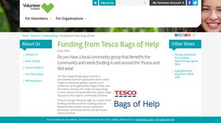 Funding from Tesco Bags of Help - Volunteer Scotland