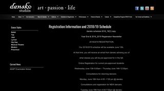 Registration Information and 2018/19 Schedule - Dansko Studios