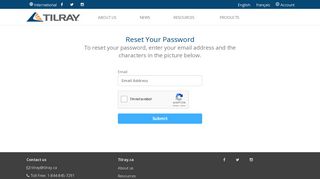 Reset Your Password - Tilray