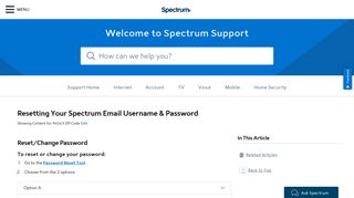 Reset/Change Password - Spectrum.net