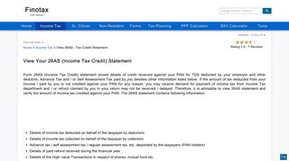 View 26AS - Tax Credit Statement - Finotax