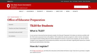 Tk20 for Students | College of Education and Human Ecology