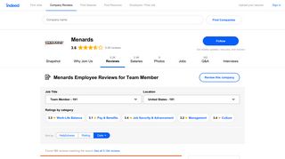 Working as a Team Member at Menards: 191 Reviews | Indeed.com