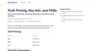 Toofr Pricing, Key Info, and FAQs - The SMB Guide