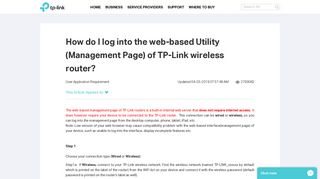 How do I log into the web-based Utility (Management Page ... - TP-Link