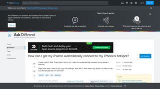 How can I get my iPad to automatically connect to my iPhone's ...