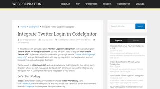 Integrate Twitter Login in CodeIgnitor – Web Prepration
