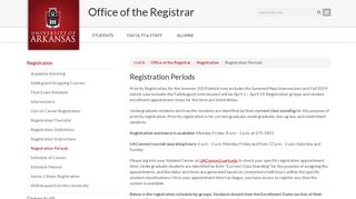 Registration Periods | University of Arkansas