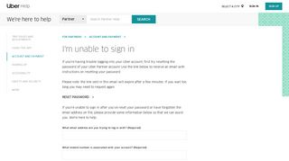 Uber Sign Up Failed Login and Support