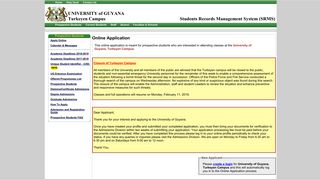 University of Guyana - Prospective Student Login - Turkeyen Campus