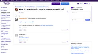 What is the website for regal entertainments ultipro? | Yahoo Answers