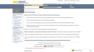 Book Renewals | U-M Library