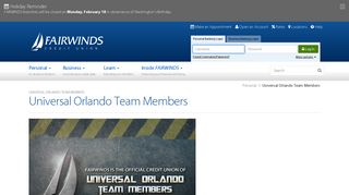 Universal Orlando Team Members - FAIRWINDS Credit Union