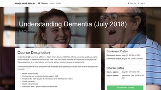Understanding Dementia (July 2018) - mooc.utas.edu.au