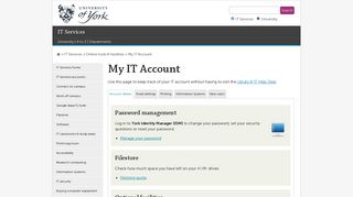 My IT Account - IT Services, The University of York