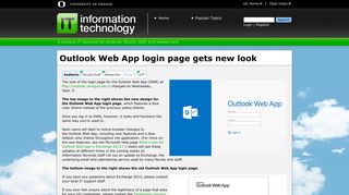 Outlook Web App login page gets new look | UO Information Technology