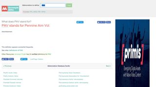 PAV - Pennine Aim Vct | AcronymAttic