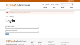 Log in | Undergraduate Admissions | The University of Texas at Austin
