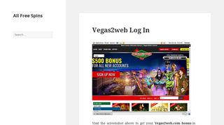 Vegas2web Log In - Free Spins