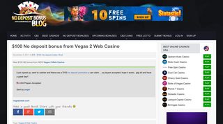 $100 No deposit bonus from Vegas 2 Web Casino - 03.11.2011