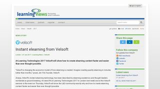Instant elearning from Velsoft - Learning News