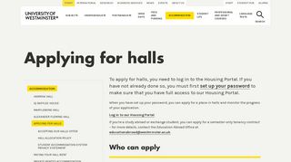 Applying for halls | University of Westminster, London