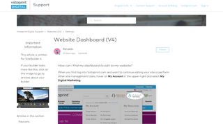 Website Dashboard (V4) – Vistaprint Digital Support