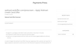 walmartcardoffer.com/prescreen – Apply Walmart Credit Card Offer ...