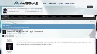 Network Error/Login Issues - PC Bugs - Warframe Forums