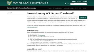 How do I use my WSU AccessID and email? - Articles - C&IT ...