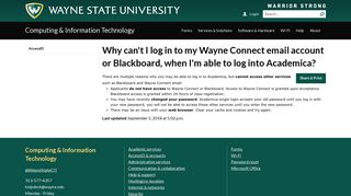 Why can't I log in to my Wayne Connect email account or Blackboard ...