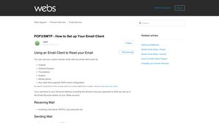 POP3/SMTP - How to Set up Your Email Client – Webs Support