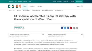 CI Financial accelerates its digital strategy with the acquisition of ...